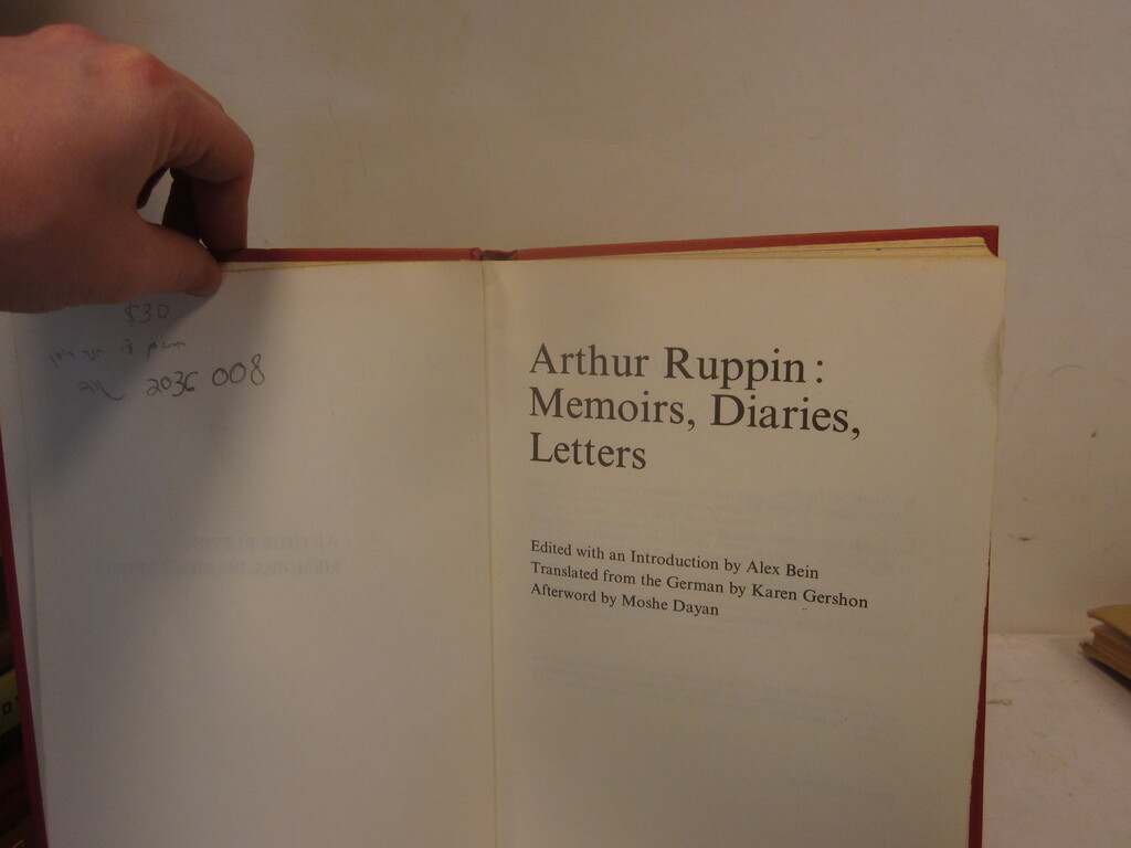 Arthur Ruppin: Memoris, Diaries, Letters [SIGNED BY HANNA RUPPIN ...